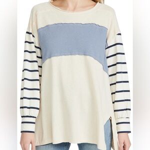 We The Free Blue and Cream Striped Long Sleeve Top